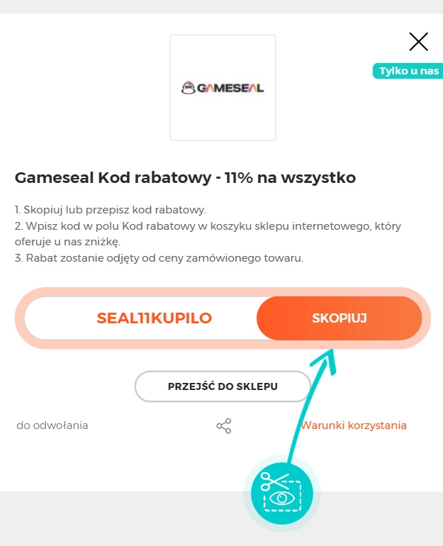 Instrukcja jak skopiować kod rabatowy dla Gameseal