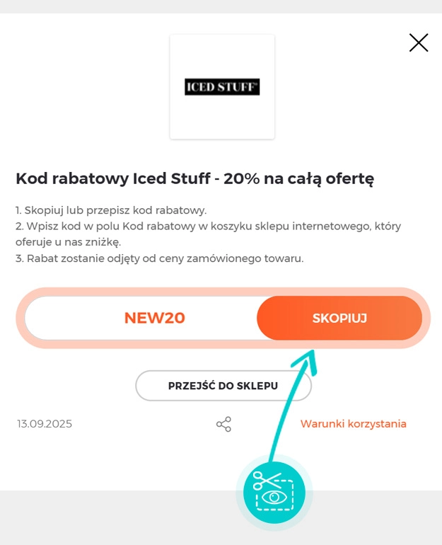 Instrukcja jak skopiować kod rabatowy dla Iced Stuff