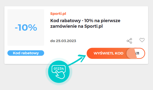Przykład kodu rabatowego dla Sporti.pl