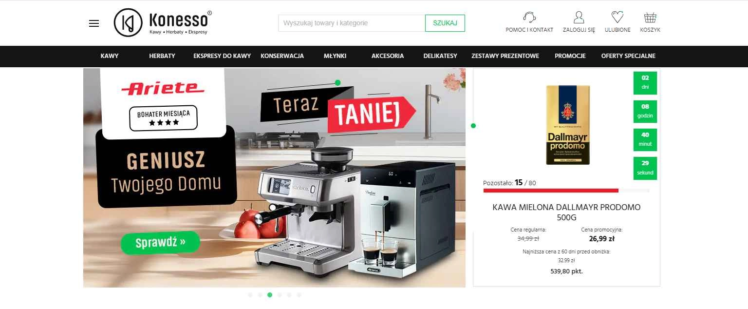 Strona internetowa sklepu Konesso