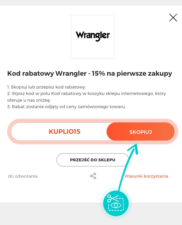 Instrukcja jak skopiować kod rabatowy dla Wrangler