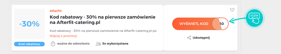 Przykład kodu rabatowego dla AfterFit Catering