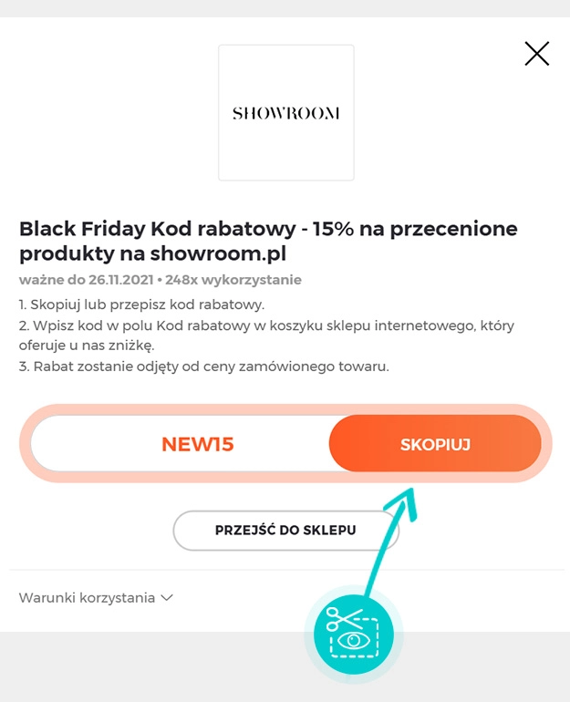 Instrukcja jak skopiować kod rabatowy dla Showroom