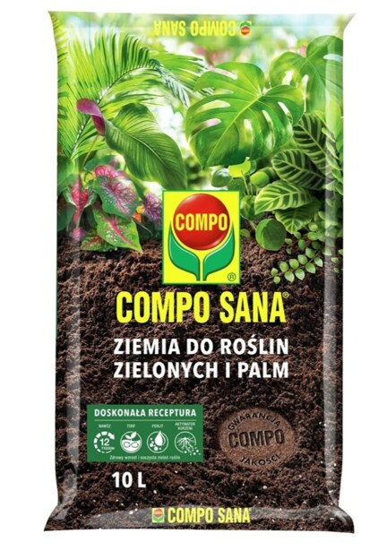 Zielono-brązowy worek z ziemią dla rośli zielonych i plam