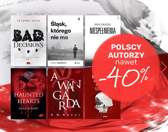 Książki polskich autorów na biało-czerwonym tle