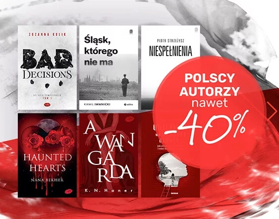 Książki polskich autorów na biało-czerwonym tle