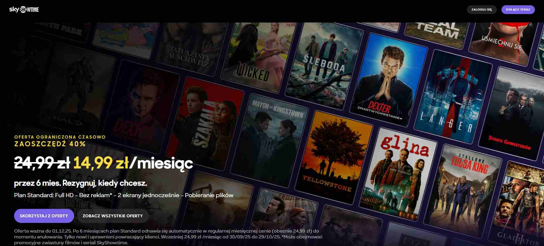 Strona internetowa aplikacji streamingowej