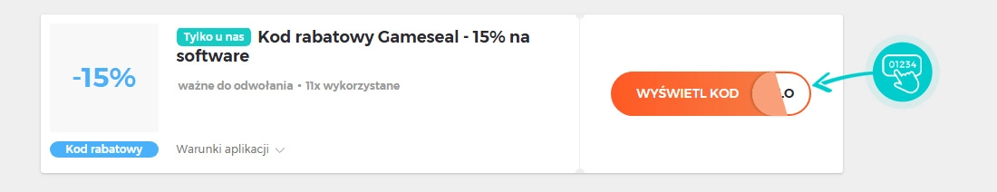 Przykład kodu rabatowego dla Gameseal