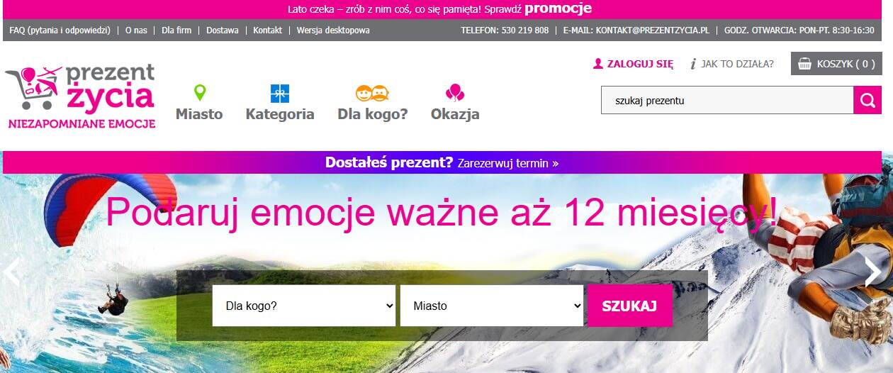 Prezent życia - strona internetowa sklepu
