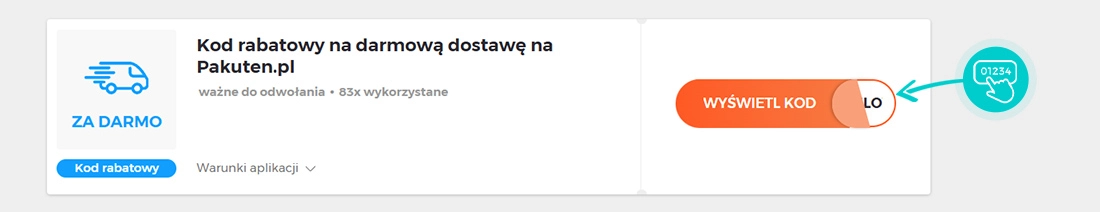 Przykład kodu rabatowego dla Pakuten