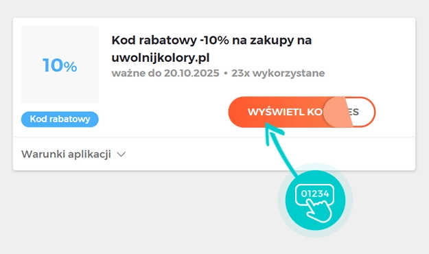 Przykład kodu rabatowego dla Uwolnij Kolory