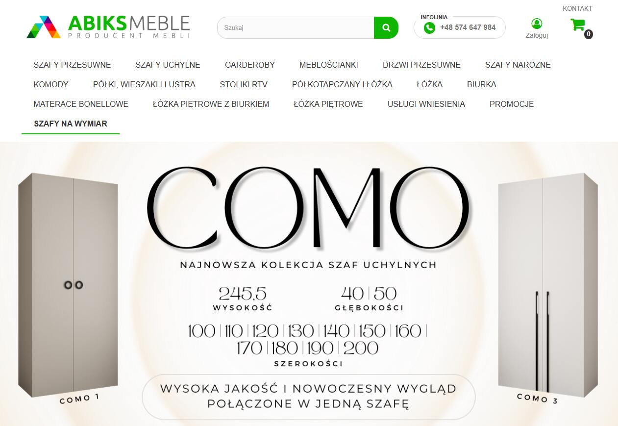 Abiks Meble - strona internetowa sklepu