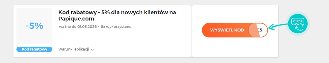 Przykład kodu rabatowego dla Papique