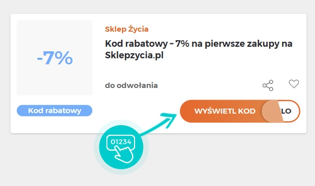Przykład kodu rabatowego dla Sklep Życia