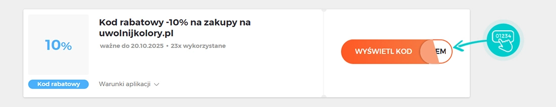 Przykład kodu rabatowego dla Uwolnij Kolory