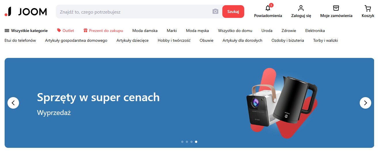 Joom - strona internetowa sklepu