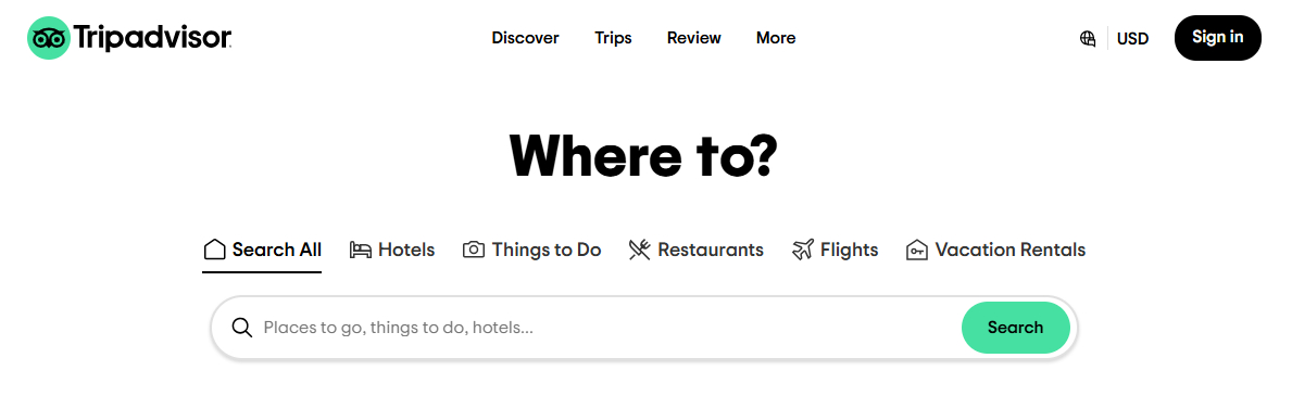 Tripadvisor - strona internetowa