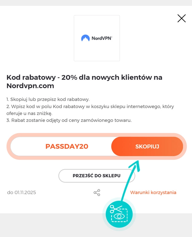 Instrukcja jak skopiować kod rabatowy dla Nord VPN