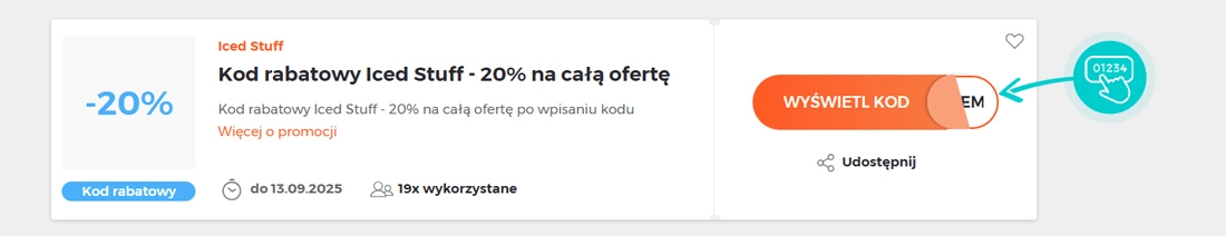 Przykład kodu rabatowego dla Iced Stuff