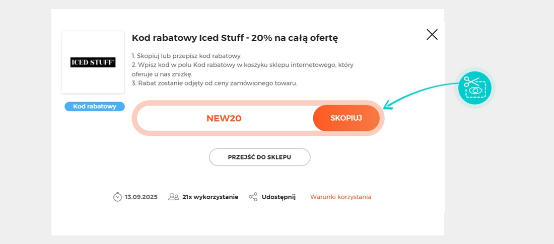 Instrukcja jak skopiować kod rabatowy dla Iced Stuff