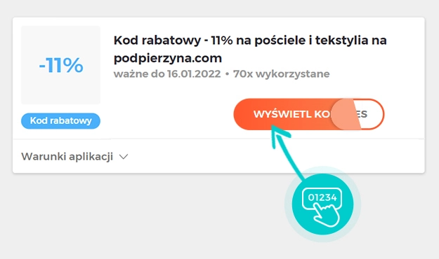 Przykład kodu rabatowego dla Pod Pierzyną