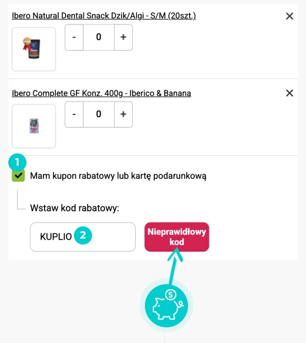 Instrukcja jak wpisać kod rabatowy w koszyku zakupownym Petkarma