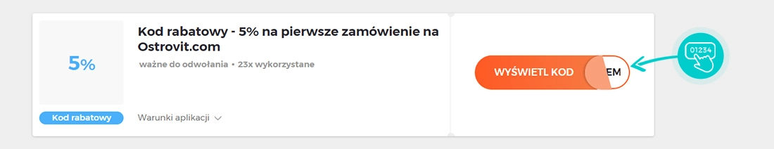 Przykład kodu rabatowego dla Ostrovit