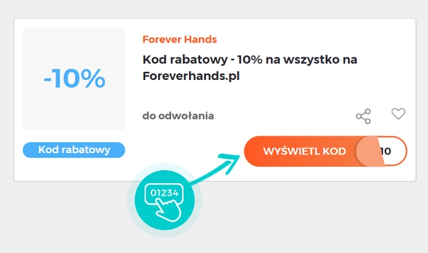 Przykład kodu rabatowego dla Forever Hands