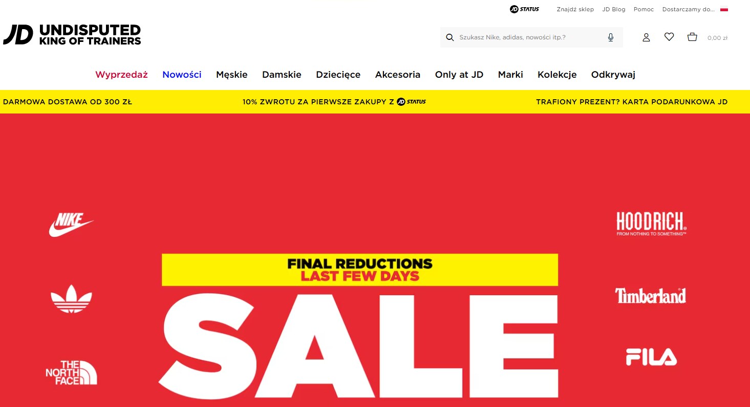 Jd Sports - strona internetowa sklepu
