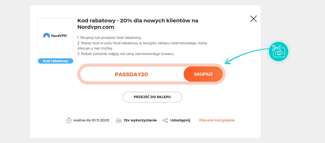 Instrukcja jak skopiować kod rabatowy dla Nord VPN
