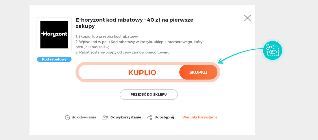 Instrukcja jak skopiować kod rabatowy dla Horyzont