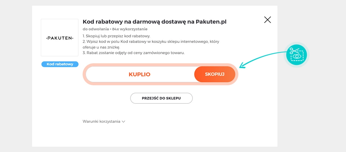 Instrukcja jak skopiować kod rabatowy dla Pakuten