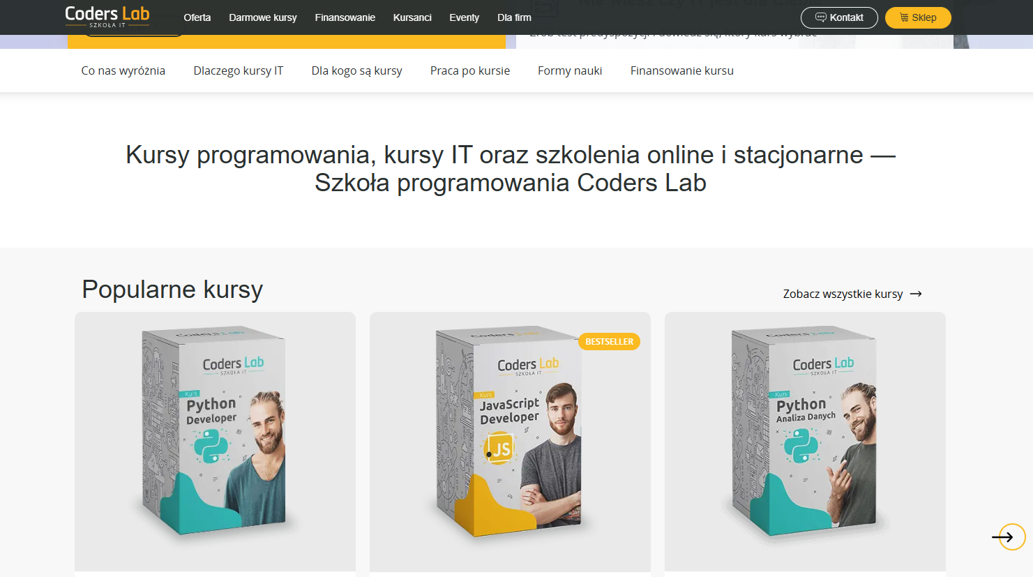 Strona internetowa sklepu