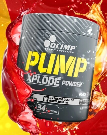 Odżywka w czarnym opakowaniu na czerwono-żółtym tle