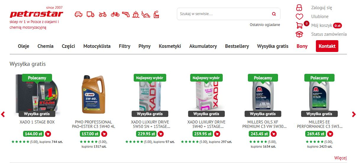 Strona internetowa sklepu