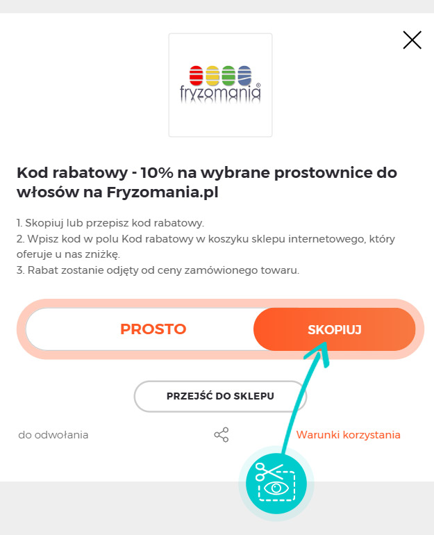 Instrukcja jak skopiować kod rabatowy dla Fryzomania