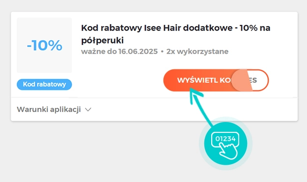 Przykład kodu rabatowego dla Isee Hair