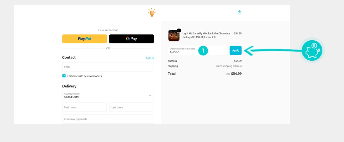 Instrukcja jak wpisać kod rabatowy w koszyku zakupownym Lightailing