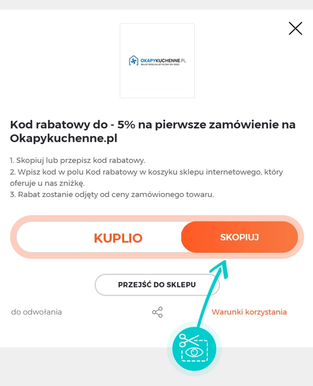 Instrukcja jak skopiować kod rabatowy dla OkapyKuchenne.pl