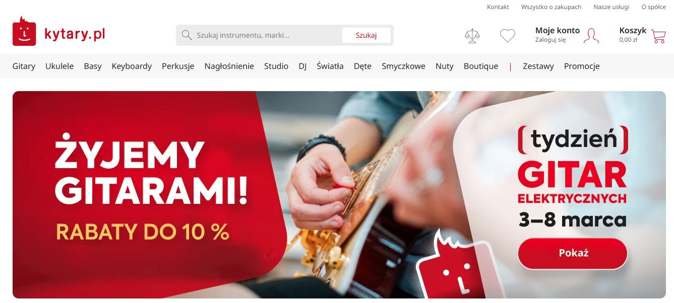 Kytary.pl - strona internetowa sklepu