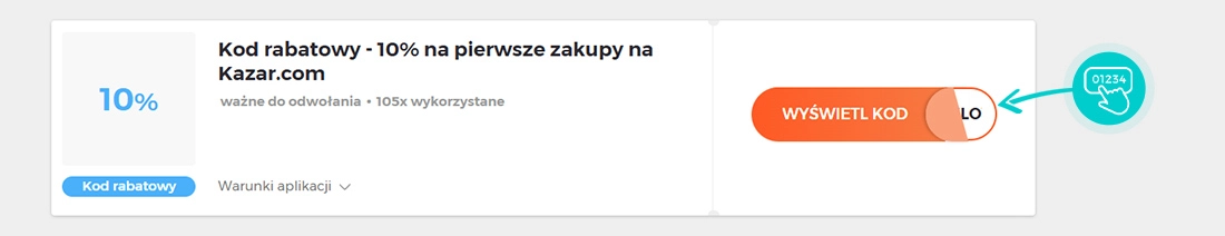 Przykład kodu rabatowego dla Kazar