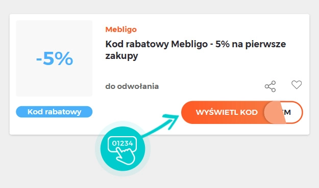 Przykład kodu rabatowego dla Mebligo