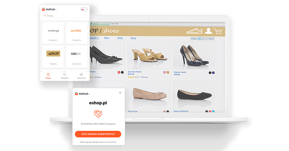 Strona sklepu internetowego z butami